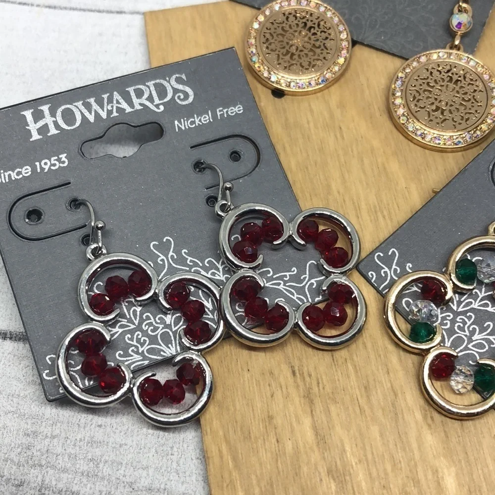 NWT Bundle lot 3 Howards Clover and Medallion Dressy Statement Dangle Earrings.